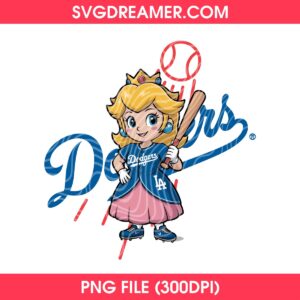 Peach Princess Los Angeles Dodgers PNG, Baseball Cartoon Character Super Mario Game PNG