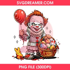 Pennywise Horror Easter 2026 PNG, Easter Eggs Horror Killer Pennywise PNG