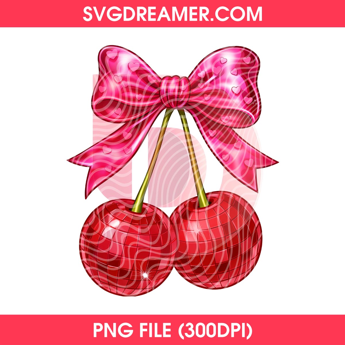 Pink Cherry Coquette Bow PNG File 2 Pink Cherry Coquette Bow PNG File