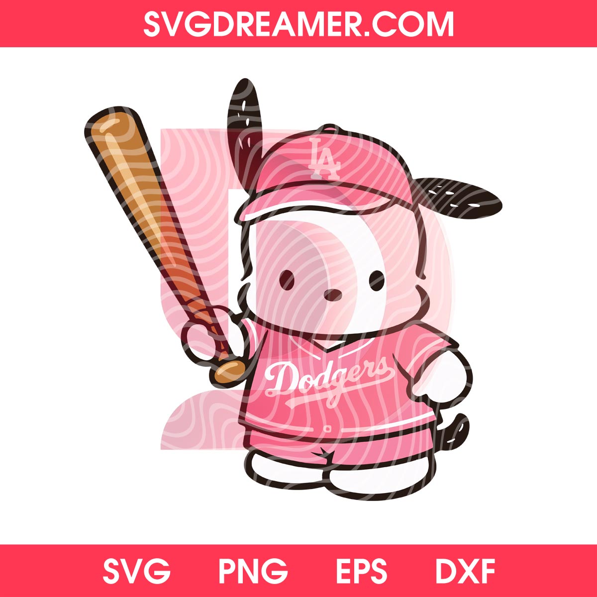 Pink Dodgers Sanrio Cartoon Characters PNG Bundle, Hello Kitty My Melody Kuromi LA Dodgers Bundle PNG 4 Pochacco Pink Dodgers Jersey PNG SVG, Sanrio Cartoon Pochacco Los Angeles Dodgers Baseball PNG SVG