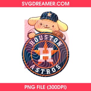 Pompompurin With Houston Astros Logo PNG, Sanrio Baseball Astros PNG