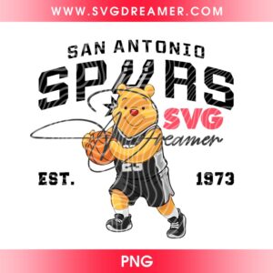 Pooh Bear San Antonio Spurs Basketball PNG, Disney Winnie The Pooh NBA Spurs EST 1973 PNG, NBA Spurs Disney Cartoon PNG