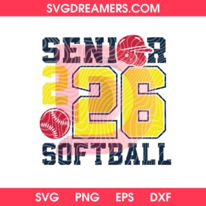 Senior Softball 2026 SVG PNG, Senior Softball Mom SVG