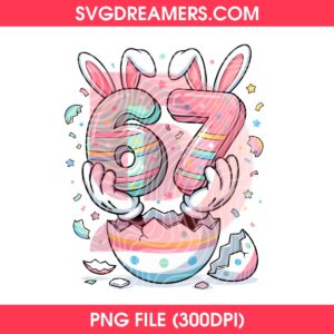 Six Seven Bunny Easter Eggs PNG, 67 Easter PNG, Funny Meme Six Seven Bunny Ears PNG