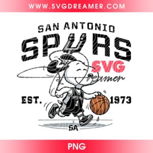 Snoopy San Antonio Spurs Basketball PNG, NBA Peanuts Spurs EST 1973 Design PNG, Snoopy Spurs 2026 PNG