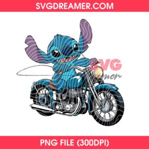 Stitch Rides A Classic Motorcycle PNG Design