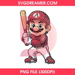 Super Mario Arizona Diamondbacks Baseball PNG Design