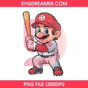 Super Mario Cleveland Guardians Baseball PNG Design