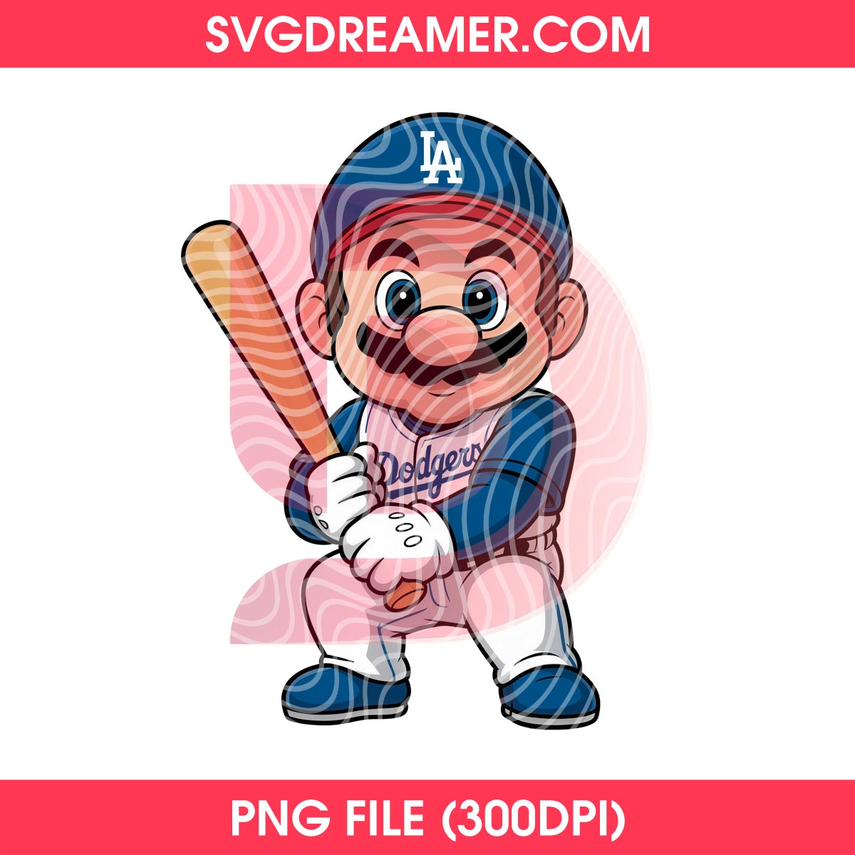 Super Mario Los Angeles Dodgers Baseball PNG Design 2 Super Mario Los Angeles Dodgers Baseball PNG Design