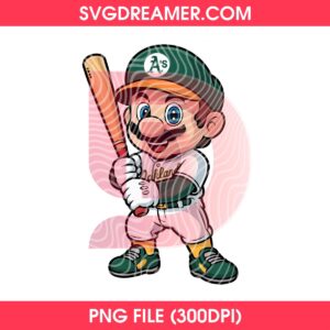 Super Mario Oakland Athletics Baseball PNG Design