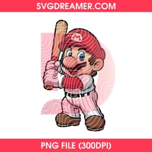 Super Mario Philadelphia Phillies Baseball PNG Design