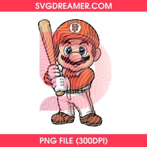 Super Mario San Francisco Giants Baseball PNG Design