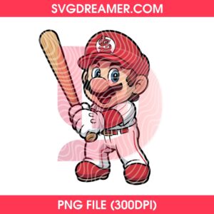 Super Mario St Louis Cardinals Baseball PNG Design