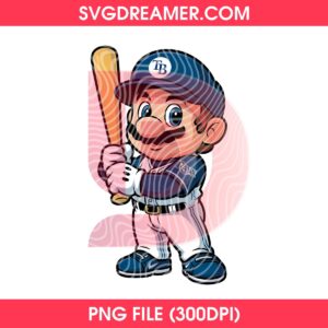 Super Mario Tampa Bay Rays Baseball PNG Design