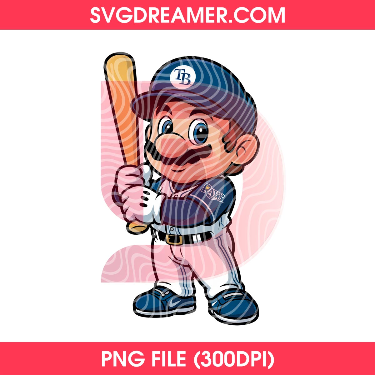 Super Mario Tampa Bay Rays Baseball PNG Design 1 Super Mario Tampa Bay Rays Baseball PNG Design