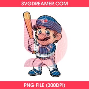 Super Mario Toronto Blue Jays Baseball PNG Design