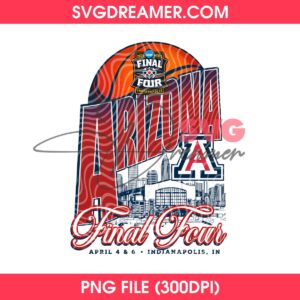 Arizona Final Four Basketball 2026 PNG, NCAA Men's Basketball Indianapolis 2026 PNG