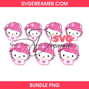 Bundle Pink Hello Kitty Face Baseball Team PNG