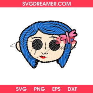 Coraline Head SVG PNG, Horror Halloween SVG PNG