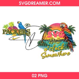 Green Bay Packers Tropical Parrot PNG, Green Bay Packers NFL Its 5 O clock Somewhere PNG