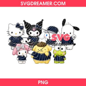 Hello Kitty And Friends Wearing Diamond Outfits PNG