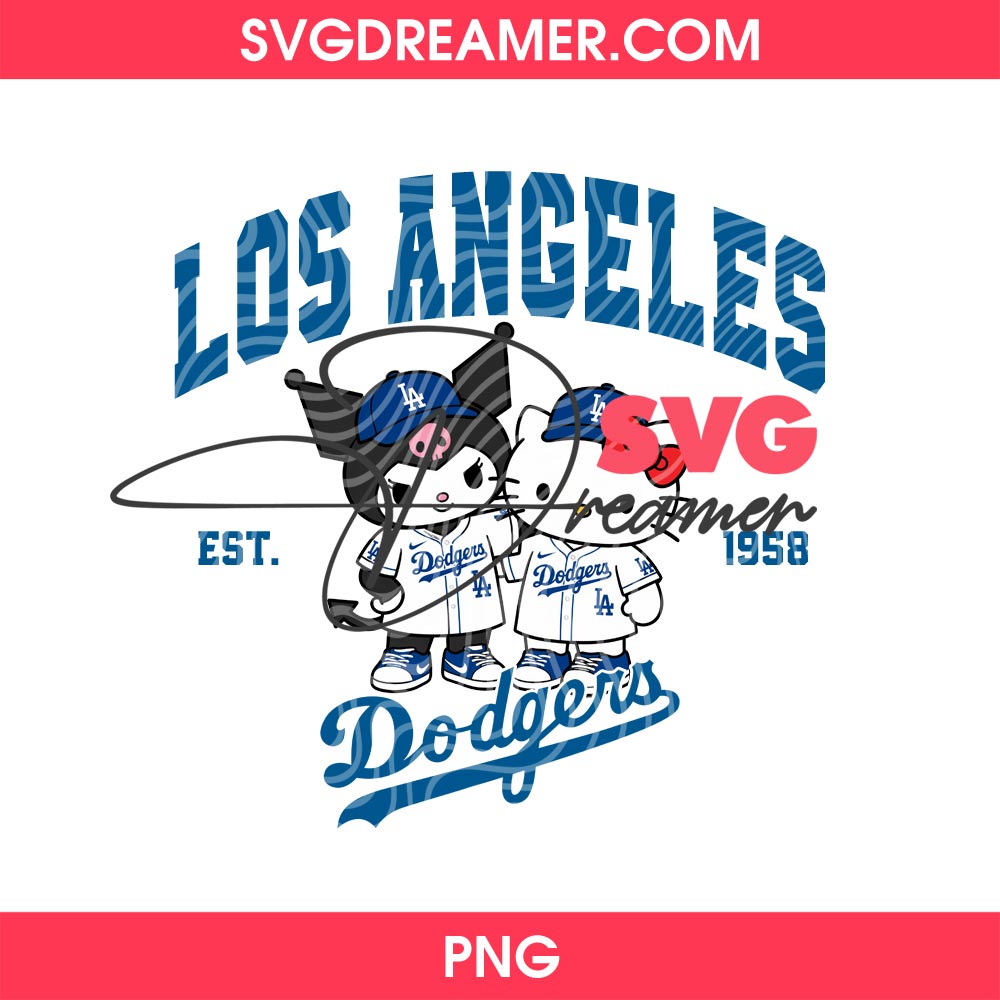 80+ Hello Kitty Los Angeles Dodgers PNG, All Designs LA Dodgers Hello Kitty by SVG Dreamer 20 Hello Kitty And Kuromi LA Dodgers PNG, Los Angeles Dodgers EST 1958 Cartoon PNG