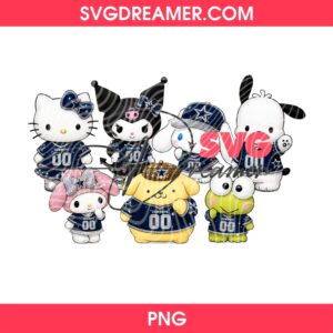 Hello Kitty Friends Dallas Cowboys Diamond PNG, Sanrio Cartoon Football Dallas Cowboys PNG