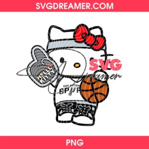 Hello Kitty San Antonio Spurs PNG Design, Hello Kitty Spurs NBA Playoffs 2026 PNG Files 1