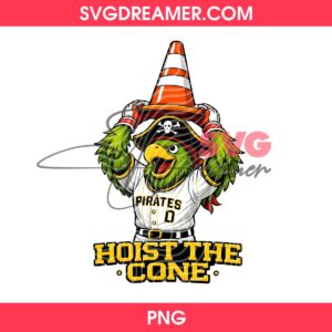 Hoist The Cone PNG Design, Funny Pittsburgh Baseball Meme, Pirates Parrot Mascot Humor PNG