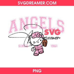 Los Angeles Angels Pink Hello Kitty PNG Design, LA Angels Baseball Since 1961 PNG