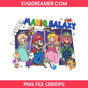 Mario Galaxy Movie PNG Design, Super Mario Game Cartoon Characters PNG