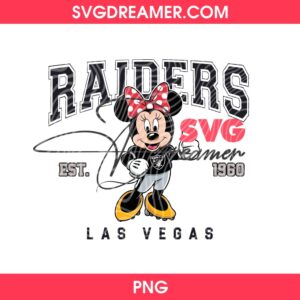 Minnie Mouse Raiders PNG File, Disney Minnie Las Vegas Raiders NFL Football EST 1960 PNG