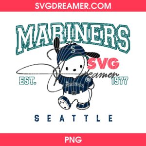 Pocchaco Seattle Mariners PNG, Baseball Mariners EST 1977 Sanrio Cartoon PNG