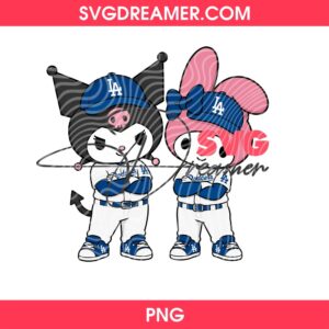 Sanrio Cartoon Kuromi And My Melody LA Dodgers PNG 3 Sanrio Cartoon Kuromi And My Melody LA Dodgers PNG