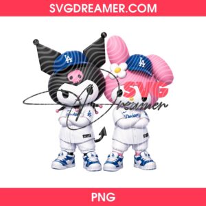 Sanrio Cartoon Kuromi And My Melody LA Dodgers PNG