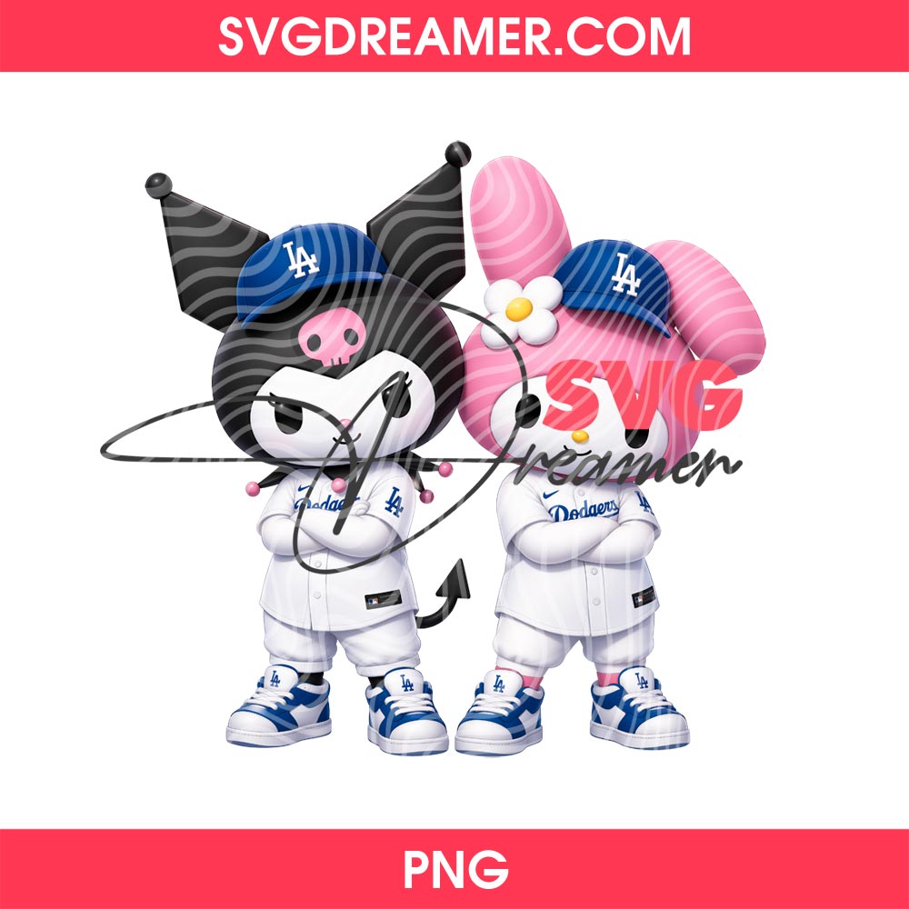 Sanrio Cartoon Kuromi And My Melody LA Dodgers PNG 4 Sanrio Cartoon Kuromi And My Melody LA Dodgers PNG