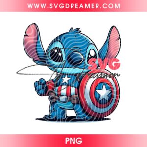 Stitch x Captain America PNG Design, Superheroes Disney Stitch PNG File
