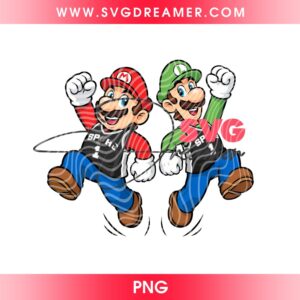 Super Mario And Luigi San Antonio Spurs PNG, Mario Luigi Spurs Basketball 2026 PNG 1