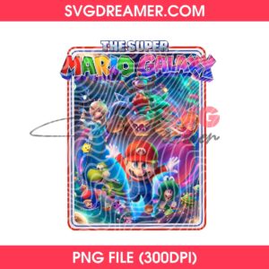 Super Mario Cartoon Galaxy PNG Design, Galaxy Movie Poster PNG, New Mario Movie Galaxy Gamer PNG