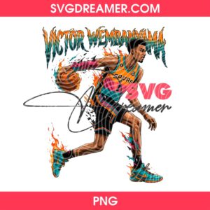 Victor Wembanyama Fire PNG, San Antonio Spurs Fiesta Jersey PNG, Victor Wembanyama NBA 2026 Design PNG