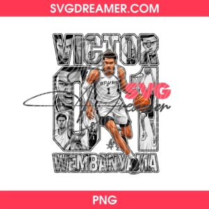 Victor Wembanyama Spurs Number 1 PNG Design, Wemby San Antonio Basketball PNG File, Victor Wembanyama Spurs PNG