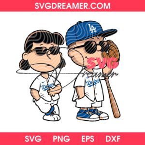 Vintage Peanuts LA Dodgers SVG PNG, Snoopy Charlie Brown Friends Baseball Los Angeles Dodgers SVG PNG