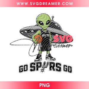 Alien UFO Go Spurs Go PNG, Wemby Alien Basketball San Antonio Spurs PNG, Spurs NBA Playoffs 2026 PNG