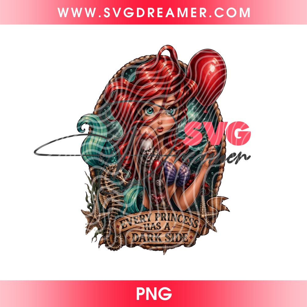 Disney Ariel Mermaid Halftone Design PNG, Ariel Princess With Horror Pennywise Tattoos PNG 4 Disney Ariel Mermaid Halftone Design PNG, Ariel Princess With Horror Pennywise Tattoos PNG