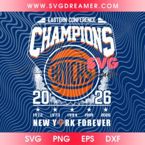 Eastern Conference NY Knicks 5X Champions 2026 SVG PNG, New York Knicks NBA Playoffs 2026 SVG PNG Shirt Design