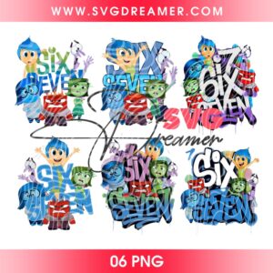 Emotion Inside Out Six Seven Meme PNG Bundle, Disney Pixar Inside Out Cartoon 67 Meme PNG Bundle