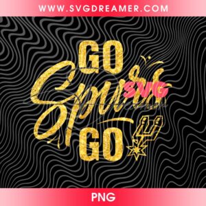 Go Spurs Go Golden Glitter Color PNG, San Antonio Spurs Basketball Gold PNG