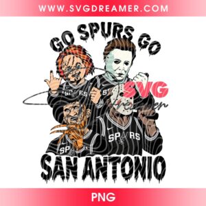 Go Spurs Go San Antonio Basketball Horror Killers PNG, Horror Movie Characters Spurs Team NBA PNG