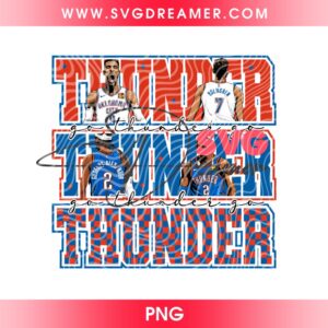 Go Thunder Go PNG, Oklahoma City Thunder Basketball Players PNG, OKC Thunder 2026 NBA PNG