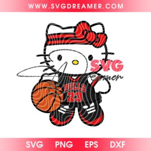 Hello Kitty Chicago Bulls Basketball SVG PNG